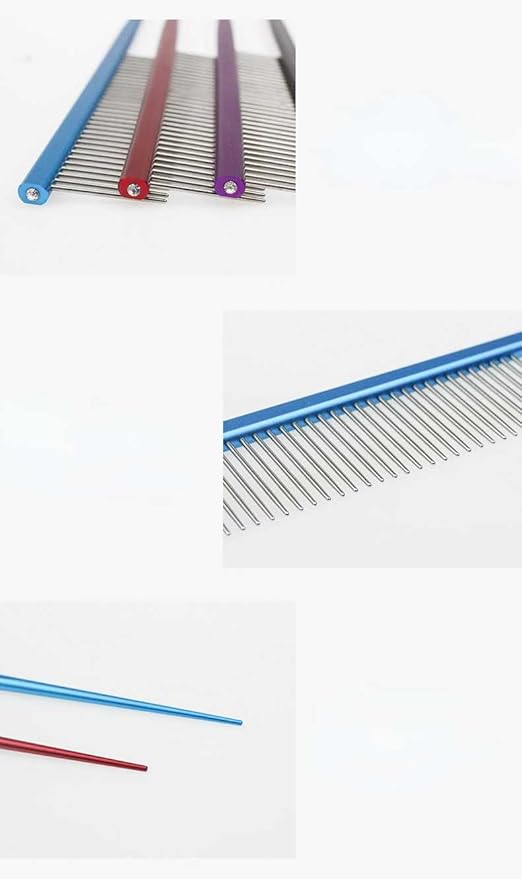 Pet Grooming Comb Rat Tail Comb Cat Hair Trimmer Combs Dog Hairstyle Comb Float Hair Removal Dematting for Cat Dogs Cat Comb Dog Comb Rounded Ends Pet Hair Comb for Home Grooming (One Size,blue 2)