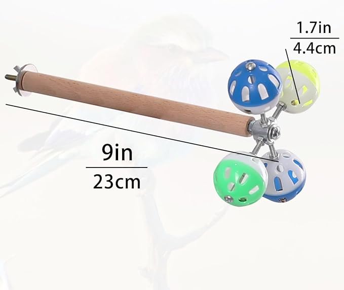 Bird Perch Toy with Rotating Balls, Parrot Stand, Spinning Perch Toy for Parakeets, Budgies, Cockatiels, Budgerigars, Conures, Parrotlets