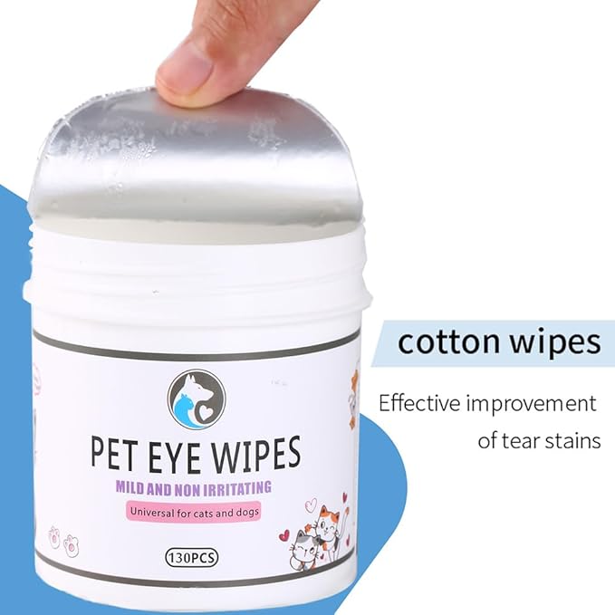 Dog Eye Wipes130Count,Natural Plant Ingredients,Effectively Removes Eye Dirt,Eye Secretions,Mucus Secretions,Improve Tear Stains,Suitable for Daily Cleaning and Care of Cats and Dogs Eye Wipes