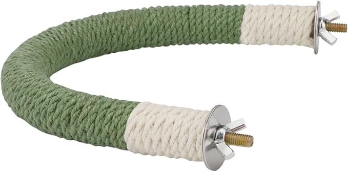 Hypeety Bird Perches Parrot U Shape Natural Wood Hemp Rope Stand Perch Bird Stick Paw Grinding Perch Birdcage Accessories Perch Standing Toy for Budgies Parakeet Cockatiel Conures