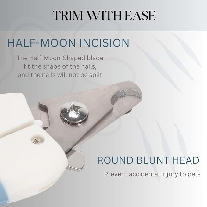 Pet Nail Clippers and Trimmers: Ensuring Safety with Guard, Includes Nail File and Sharp Blade - Ideal Grooming Tool for Cats and Dogs - Dog Nail Clippers, Cat Nail Trimmer, white & Blue