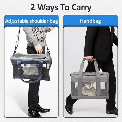 kathson Small Animal Carrier Bag, Guinea Pig Rabbit Travel Carrier Breathable Mesh Window Pet Portable Hand Bag for Hamster Bird Bunny Bearded Dragon Kitty and Etc (Grey)