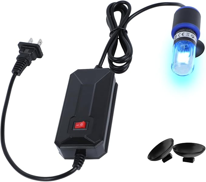 UVC Aquarium Sterilizer Light – Mini 3W for Fish Tank & Pond Filter, Water Clarifier & Algae Cleaner, Quartz Tube Waterproof