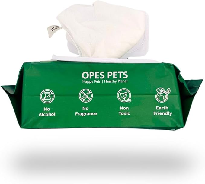 Hypoallergenic Pet Wipes, Cleaning and Odor-Controlling Grooming Wipes for Paws, Body, and Butt, Perfect for Puppy and Adult Pets, Unscented, 80 Count