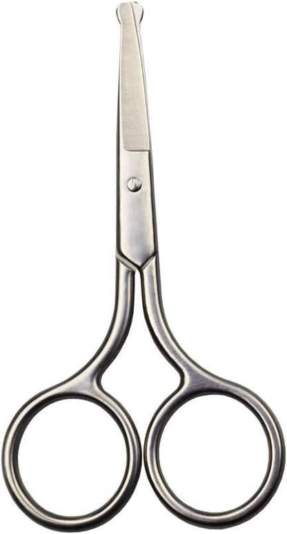 4 Inch Professional Stainless Steel Rounded Tip Nose Eyebrow Ear Dog Pet Hair Trimming Safety Scissor Shears - Grooming Cutting Scissors for Men & Women Hair