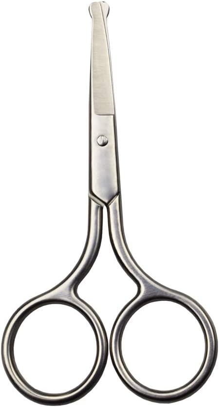 4 Inch Professional Stainless Steel Rounded Tip Nose Eyebrow Ear Dog Pet Hair Trimming Safety Scissor Shears - Grooming Cutting Scissors for Men & Women Hair