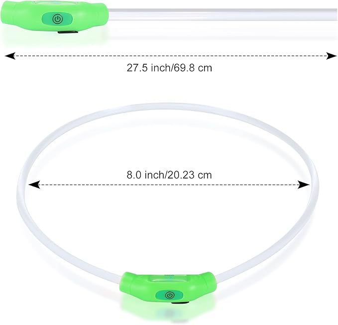 LED Dog Collar, Rechargeable Light Up Dog Collars,IP67 Waterproof Dog Lights for Night Walkingï¼_djustable, Reusable Safety Necklace for Small Medium Large Dogs (Green)