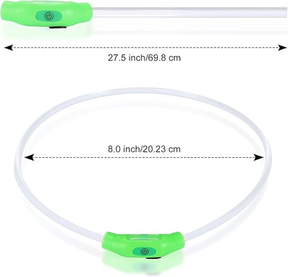LED Dog Collar, Rechargeable Light Up Dog Collars,IP67 Waterproof Dog Lights for Night Walkingï¼_djustable, Reusable Safety Necklace for Small Medium Large Dogs (Green)