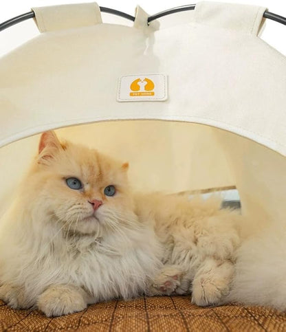Cute Cat Teepee Cave, Cat Tent Foldable Indoor Outdoor with Thick Mat,Puppy Bed Tent,Bunny Pet Tent Teepee,Portable Dog House Teepee Tent, Cat Bed,Dog Bed Tent,Puppy Bunny,Pet Tent Teepee (B, S)