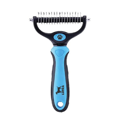 Pet hair remover comb, grooming brush, detangler, hair brush, double-sided blades. Friendly Dog Brush for Shedding & Effective Hair. Shedding Comb and Dematting Tool for Grooming