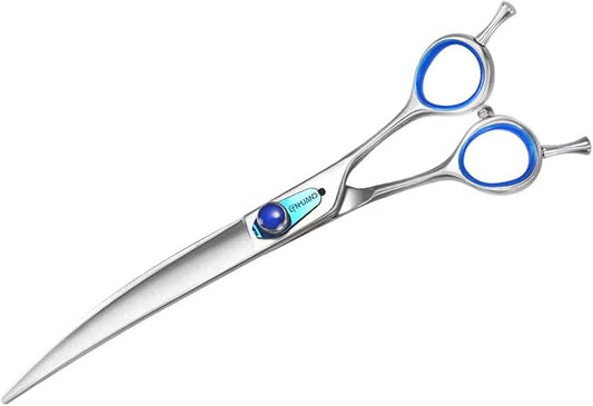 8'' Curved Scissors for Dog Grooming Professional Trimming Curved Dog Grooming Scissors Japan 440C Stainless Steel Shears Sharp Smooth Heavy Duty for Pet