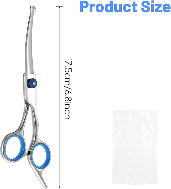 Dogs Scissors Curved Dog Grooming Scissors Round Tips Pet Grooming Shears Professional Dogs Cats Pets Groomings Shears 6.8 inches for Dog Cat on Face Paw Hair Trimming