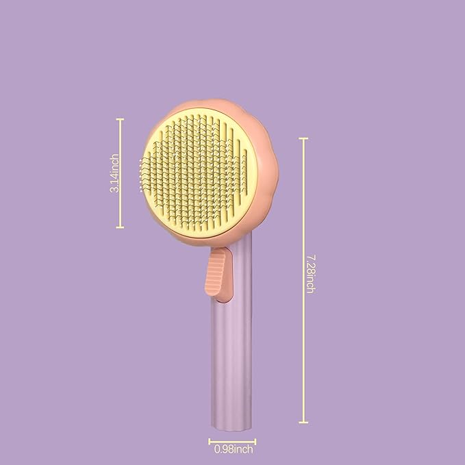 Cat Grooming Brush Dog Brush for Shedding Pet Pin Brushes for Long and Short Hair Self Cleaning Slicker Brush Gently Removes Loose Undercoat for Cats and Dogs, Orange and Pink