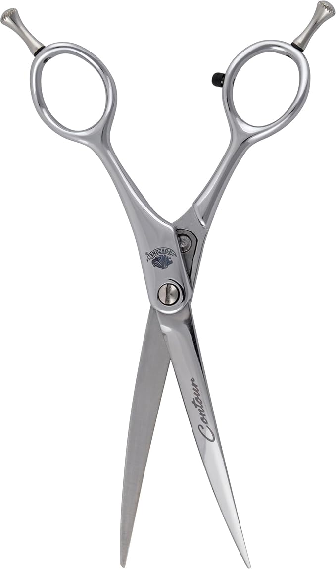 6.25 Contour Curved Shear Pet Dog Grooming Scissors, Patent Grip Design, Easy Adjust, Japanese 440C Tempered Steel, Lightweight, Professional Dog Scissors For Dog Grooming (Serrated)
