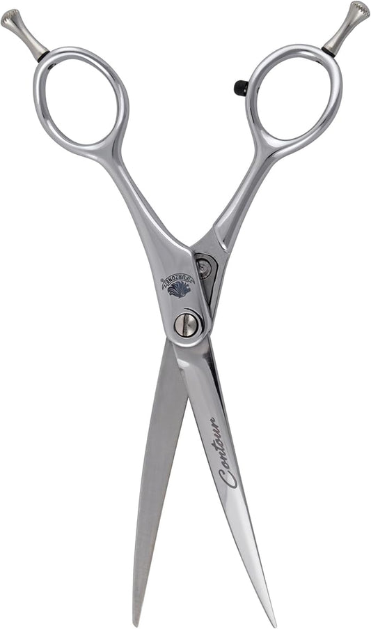 6.25 Contour Curved Shear Pet Dog Grooming Scissors, Patent Grip Design, Easy Adjust, Japanese 440C Tempered Steel, Lightweight, Professional Dog Scissors For Dog Grooming (Serrated)