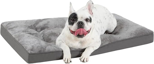 Dog Bed for Crate Washable Dog Beds for Small Dogs Plush Dog Kennel Pad Pet Sleeping Mat with Anti-Slip Bottom, 23x17 Inch, Grey