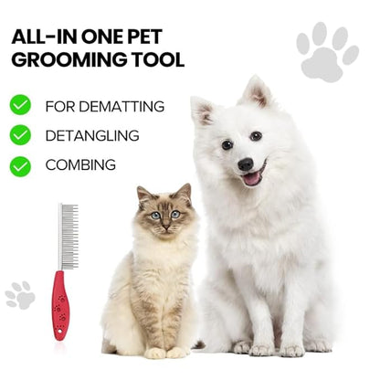 Grooming Comb for Dogs and Cats with Matted Hair,Cat brush for long haired cats,Pet comb for dogs,Pet Comb with Long and Metal Fine Teeth Short Stainless Steel