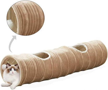 Cat Tunnel for Indoor Cats,Cats Toys Collapsible Tunnel Straight Tube with a Fun Ball and 2 Holes,Cat Play Tunnels,for Rabbits, Ferrets, Puppies & Small Pets,Diameter 9.8 Inch