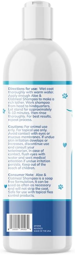 Replenish Aloe and Oatmeal Dog Shampoo -_ypoallergenic Pet Shampoo_or_llergies & Sensitive Skin, Medicated Dog Shampoo for Itching Relief &_atmeal Bath for Dogs Dry Flaky Skin Treatment  12 Oz