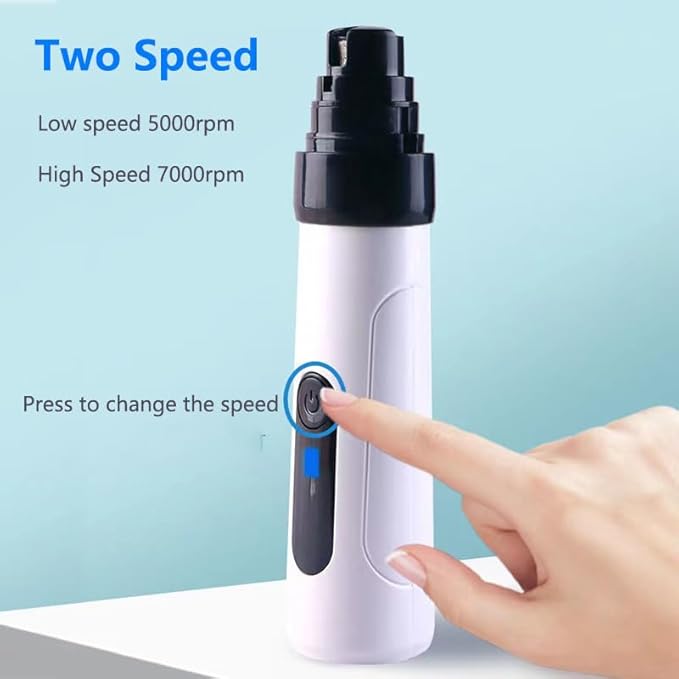 Heusom Silent Groom Pro Nail Grinder, Heusom Dog Nail Trimmer, Rechargeable USB Charging Pet Nail Grinder, 2 Grinding Heads, Electric Dog Nail Clippers Pet Paws Grooming Smoothing Tool