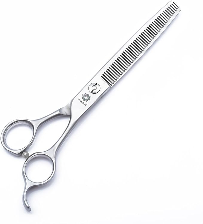 6.5/7/8 inch Chunker/Thinning/Blending Dog Shear Japanese 440C Stainless Steel Pet Grooming Thinning&Texturizing Scissors with Fine Adjustment Tension Screw (C-7 inch-46 Teeth)