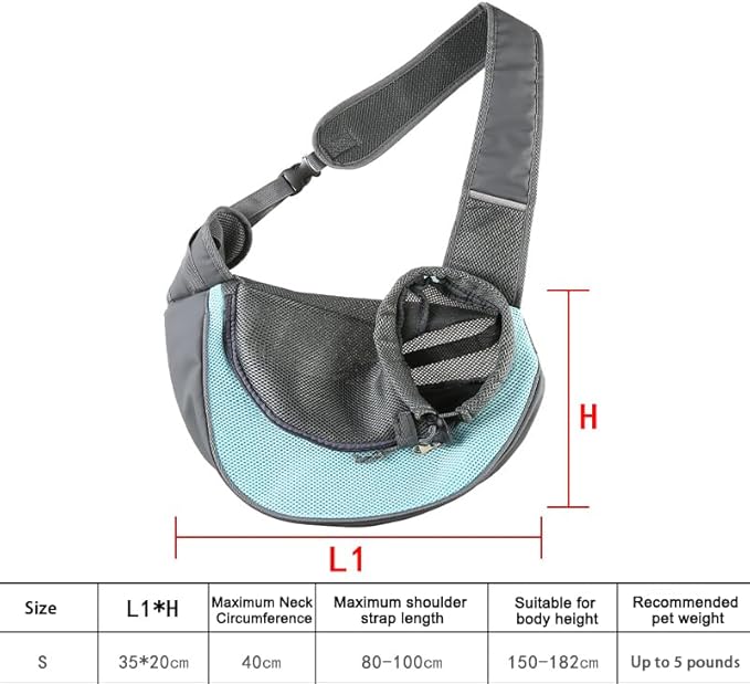 PEIFKO Pet Dog Sling Carrier Breathable Mesh Travel Safe Sling Bag Carrier for Dogs Cats (Azure, Small)