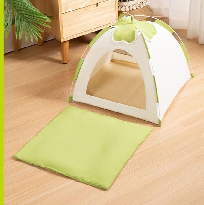 Cute Cat Teepee Cave, Cat Tent Foldable Indoor Outdoor with Thick Mat,Puppy Bed Tent,Bunny Pet Tent Teepee,Portable Dog House Teepee Tent, Cat Bed,Dog Bed Tent,Puppy Bunny,Pet Tent Teepee (U, M)