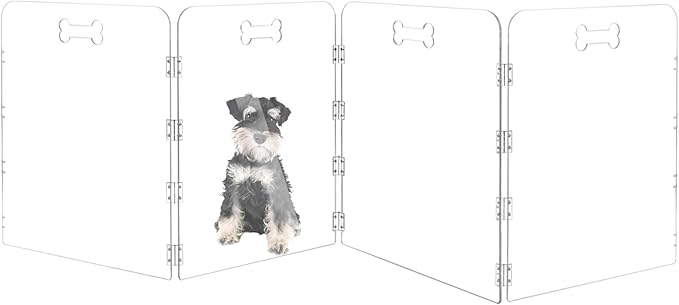 Acrylic Dog Playpen for House 4 Panels 80" W x 24" H Preassemble Foldable Clear Dog Gate Indoor with Handles, Free-Standing Pet Fence for Doorways Dog Pen for Small Dogs Puppy Cat Rabbit