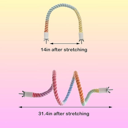 2Pcs Gradient Bird Rope Perch Stand Bird Cage Climbing Rope Toys Accessories of M5*30mm Screw for Cockatiels Lovebird Parakeet Budgies Sugar Gliders Hemp Swing(31.4'' & 14'')