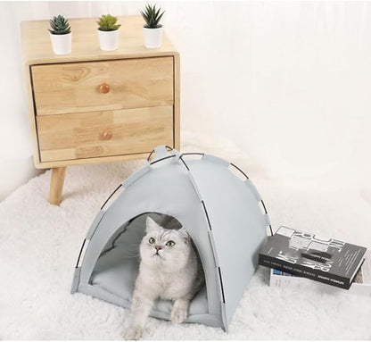 Cute Cat Teepee Cave, Cat Tent Foldable Indoor Outdoor with Thick Mat,Puppy Bed Tent,Bunny Pet Tent Teepee,Portable Dog House Teepee Tent, Cat Bed,Dog Bed Tent,Puppy Bunny,Pet Tent Teepee (J, S)