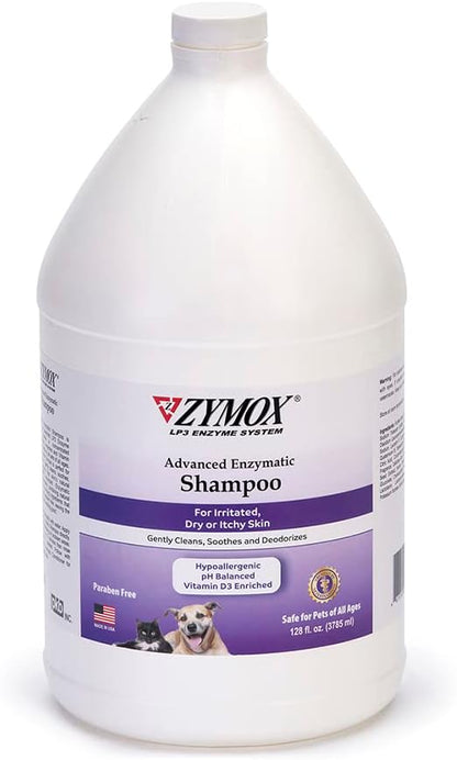 ZYMOX Advanced Enzymatic Shampoo, 1 gal. - for Pets & Animals of All Ages: Cleans, Refreshes, Hydrates & Nourishes Dry Skin & Coat
