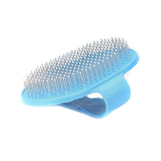 Emours Dog Grooming Brush, Pet Shampoo Bath Brush Soothing Massage Rubber Comb with Adjustable Ring Handle for Long Short Haired Dogs and Cats