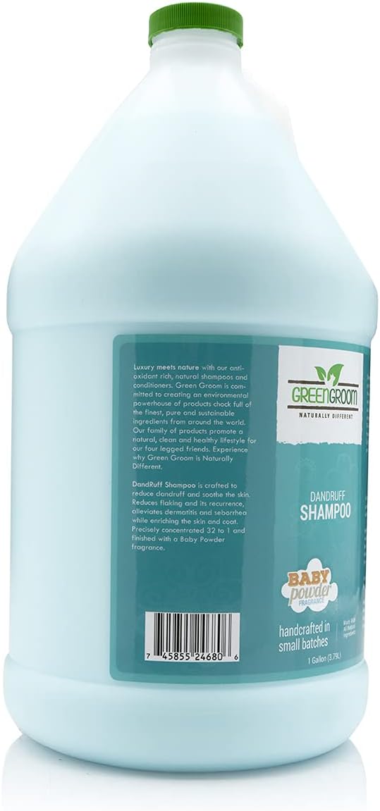 Green Groom Dandruff Dog Shampoo, 1 Gallon - All Natural Ingredients, Eliminates Dandruff and Reduces Flaking, Moisturizes The Skin and Coat, Provides Dry Skin Relief