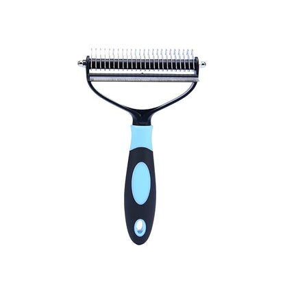 Dog Brush for Shedding,Professional Pet Grooming Tool,2 in 1 Dematting Comb & Undercoat Rake for Long Haired Dogs,Mats & Tangles Removing,Deshedding Tool for Long Haired Cats (large, blue)