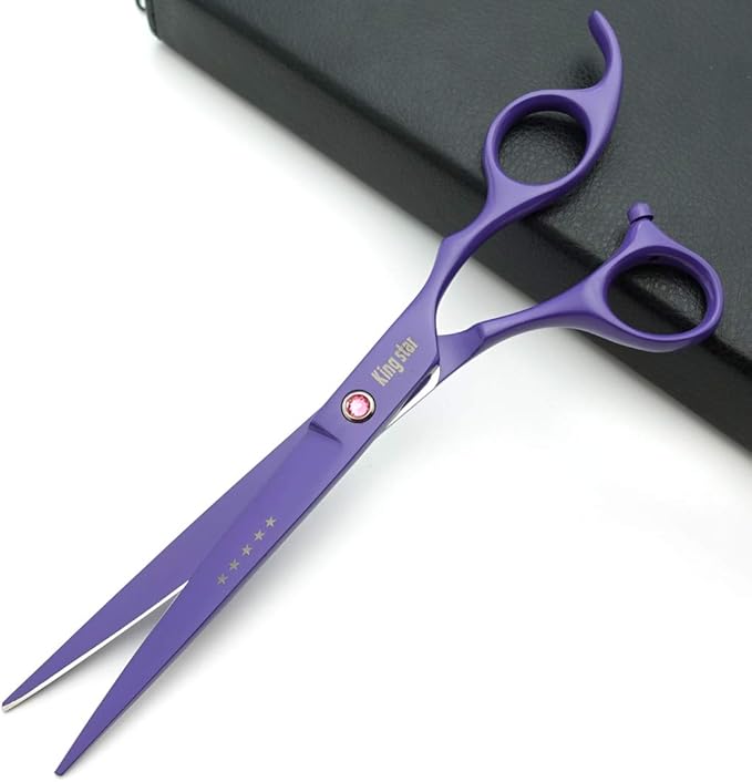 7.0in. Matt Purple Professional Pet Grooming Scissors Set,Straight & Thinning & Curved Scissors Set with Comb,case,A429
