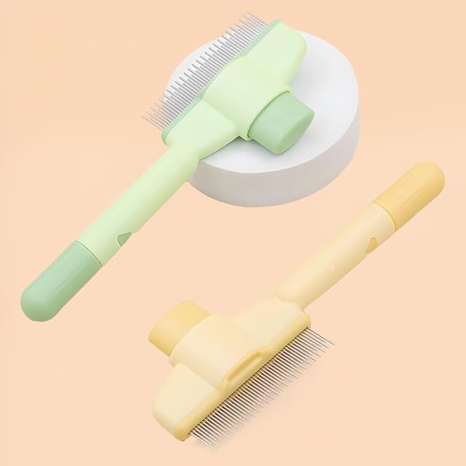 2PCS Pet Hair Removal Comb Flea Comb,Multifunctional Pet Brush with Release Button,Self-Cleaning Pet Comb for Dogs and Cats, Comfort and safety