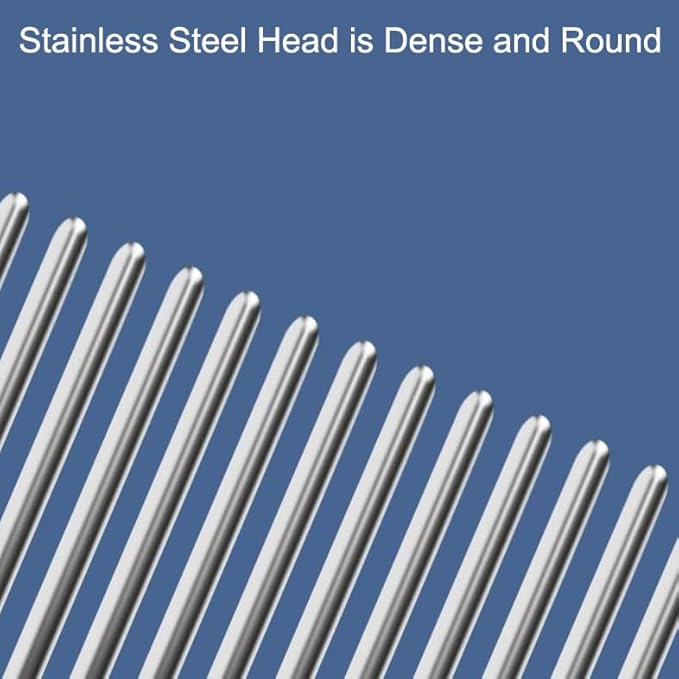 Dual Row Rubber Handle Dog Brush for Small Dogs -Grooming Tool for Puppies, Yorkies, Shih Tzus, Maltipoos & Maltese (Blue)