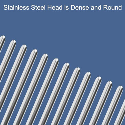 Dual Row Rubber Handle Dog Brush for Small Dogs -Grooming Tool for Puppies, Yorkies, Shih Tzus, Maltipoos & Maltese (Blue)