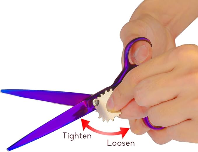 7.0" Dog Scissors Pet Grooming Kit Round-tip Safety Scissors Fishbone Teeth Shears with Forceps Hairdressing Hair Styling Tool Gift Set 5 Pieces (Purple)