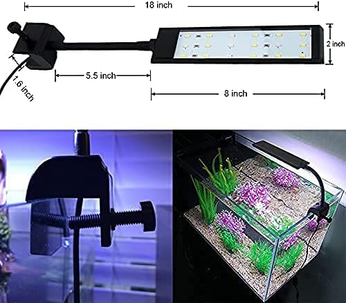 Fish Tank Clip on Light, VARMHUS RGB Clamp Aquarium Light Fish and Plant Aquarium Lighting with Timer Dimmer for Sunrise and Sunset (7W)
