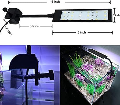 Fish Tank Clip on Light, VARMHUS RGB Clamp Aquarium Light Fish and Plant Aquarium Lighting with Timer Dimmer for Sunrise and Sunset (7W)