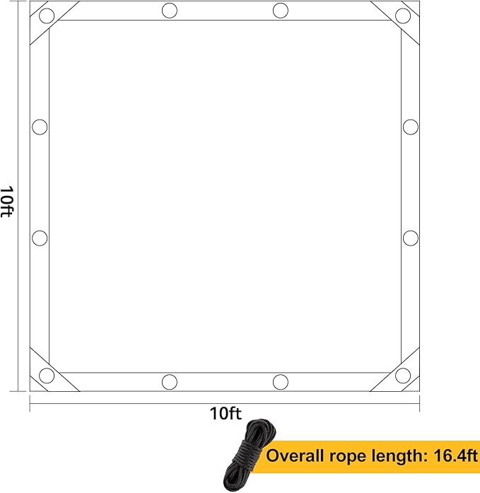 95% High Density Dog Kennel Shade Cover- 10 x 10ft Upgrade Mesh Shade Panel with Grommets- Dog Cage Sunblock Shading Cloth Net Mesh Tarp with Rope for Outdoor Dog House Large Pet Crate Chicken Coop