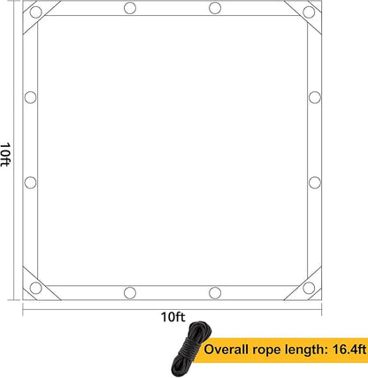 95% High Density Dog Kennel Shade Cover- 10 x 10ft Upgrade Mesh Shade Panel with Grommets- Dog Cage Sunblock Shading Cloth Net Mesh Tarp with Rope for Outdoor Dog House Large Pet Crate Chicken Coop