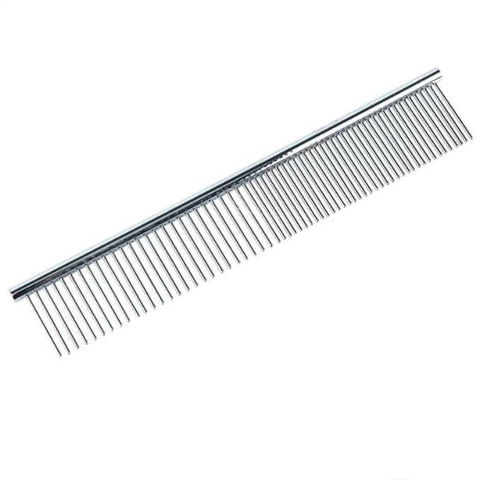 Dog Metal Comb 7.5inch Dogs Dematting Tool Pet Grooming Comb Stainless Steel Teeth Cats Pubby Comb for Removing Hair (M: 19x4cm)