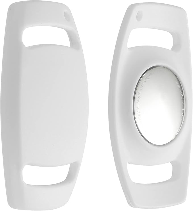 Airtag Dog Collar Holderï¼_nti-Lost Silicone Case Accessories for Air Tag GPS Trackingï¼_ompatible with Dogs Cats Pets Collar (1 Pack, White)