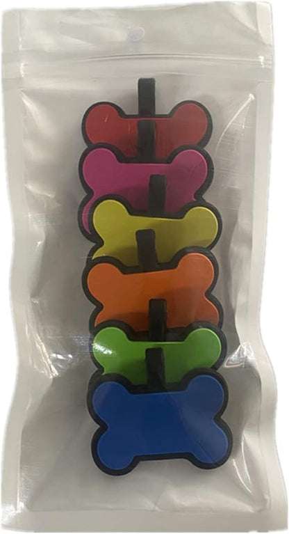 6 Pack Soundless Bone Design Pet ID Tag with 6 Popular Colors in One Set,Personlized Silent Dog Tag,Easy Engraved and Double Sided, No More Jingling Pet Tags,Never Fades-Durable for Dog and Cat