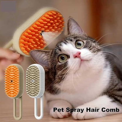 2024 Multifunctional Pet Brush for Detangling and Hair Removal - 3-in-1 Grooming Comb with Massage Function for Cats and Dogs (Khaki)