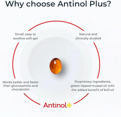 Antinol Plus, Mobility, Hip, and Joint Supplement for Dogs, Green-Lipped Mussels and Krill Oil - Dog Joint Supplement, Better and Faster Than Glucosamine and Chondroitin, 150 Soft Gels