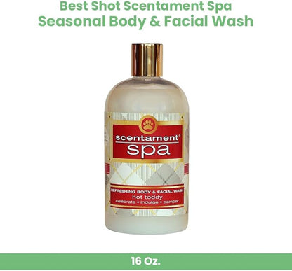 Best Shot Scentament Spa Seasonal Body and Facial Wash, Tearless Shampoo, Hypoallergenic Body Wash, Removes Tear Stains, Hot Toddy, 16 Oz.