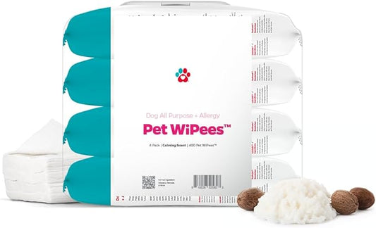 Pet Parents® Pet WiPees Dog All Purpose + Allergy Dog Wipes, Pet Wipes for Dogs, Puppy Wipes & Paw Wipes, Large Dog Wipes (100 Count (Pack of 4), Calming)